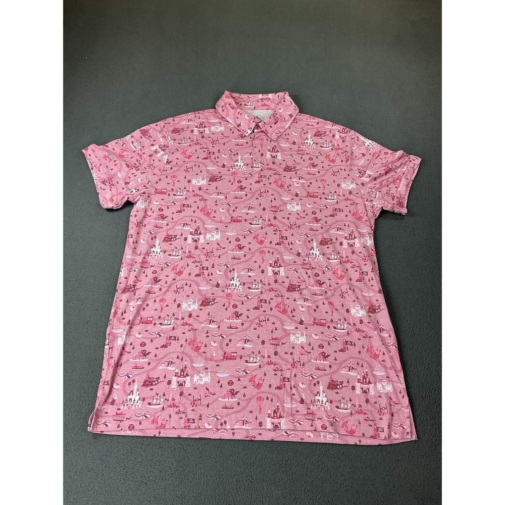 Disney Parks Polo Womens‎ L Pink Tunic Short Sleeve Jersey Lightweight elephant